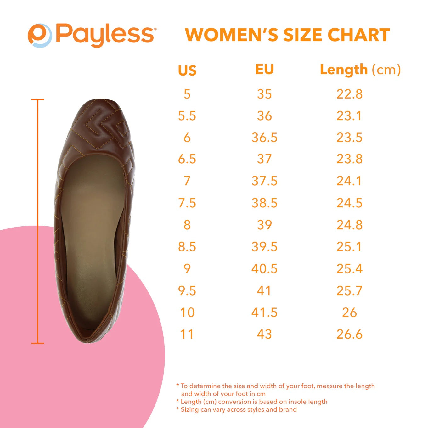 Payless Shoe Sizing Chart Inches Women's Lucy Slide – Payless